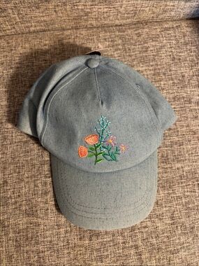 wonder nation Light Blue Floral Embroidered Kids Hat